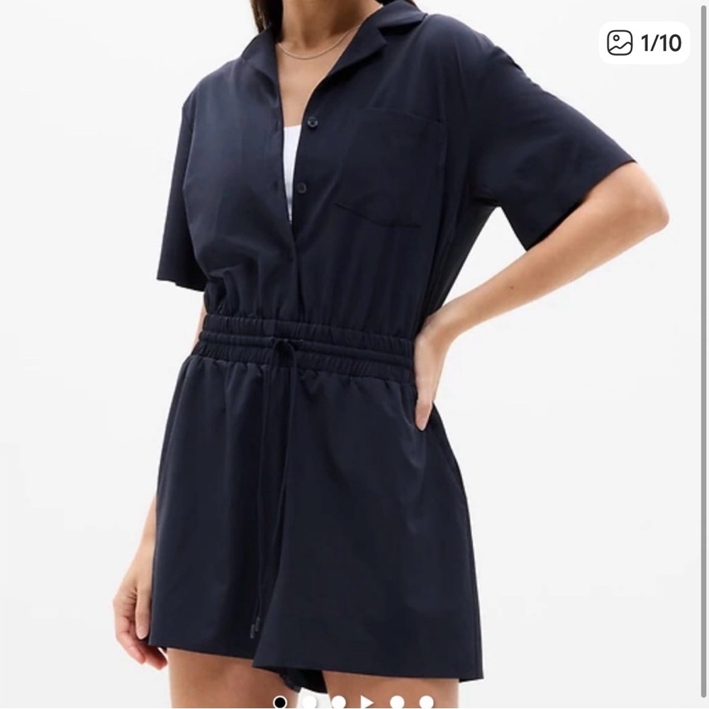 Athleta Dark Blue Short Sleeve Romper